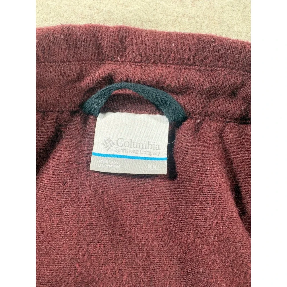 Columbia Mens XXL Burgundy Sherpa Lined Fleece Shirt Jacket Maroon Heavyweight